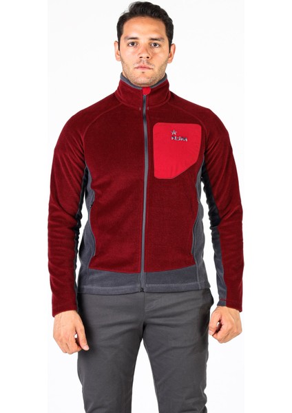 Erkek Polar Bordo Hırka Mont Tam Fermuar Gizli Cep Sweatshirt Slim Feet fiyatları