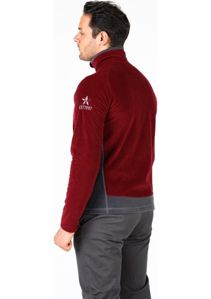 Erkek Polar Bordo Hırka Mont Tam Fermuar Gizli Cep Sweatshirt Slim Feet modelleri