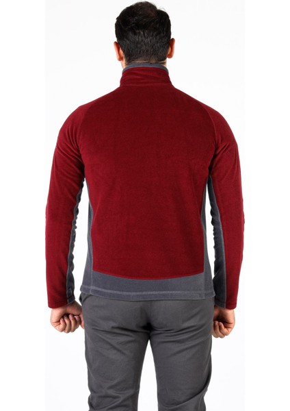 Erkek Polar Bordo Hırka Mont Tam Fermuar Gizli Cep Sweatshirt Slim Feet fırsatları