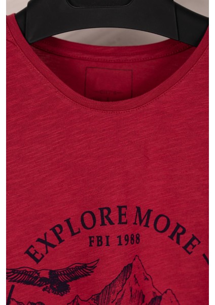 Sıfır Yaka Büyük Beden Baskılı Penye Erkek T-Shirt fiyatları