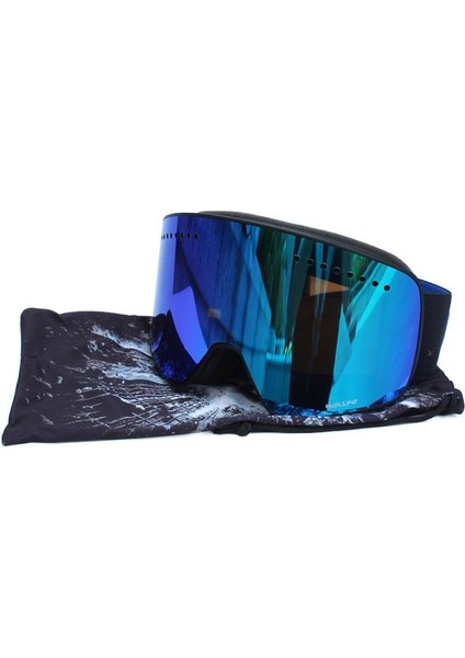 Çift Katmanlı Mavi Manyetik Lensli Anti-Sis Özellikli UV400 Snowboard Kayak Gözlüğü indirimleri