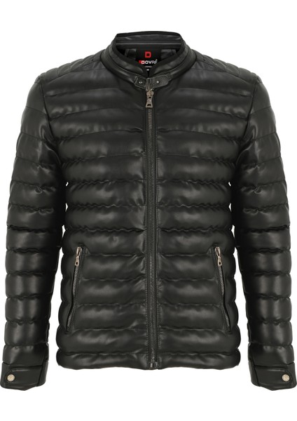 NorthFashion Erkek Siyah Slim Fit İçi Kürklü Su Geçirmez Şişme Deri Ceket & Mont fiyatları