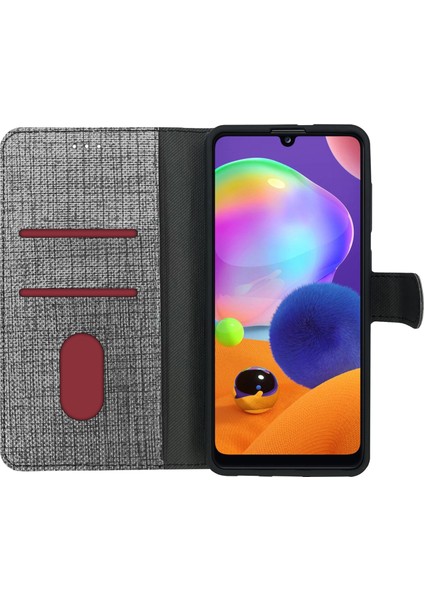 A03S Kılıf Fitcase Fabric Kapaklı Cüzdanlı