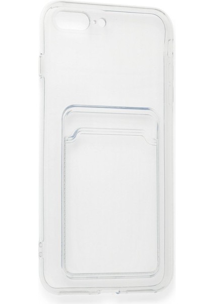 iPhone 7 Plus / 8 Plus Kılıf Cardy Şeffaf Kartlık Cepli Kapak Şeffaf