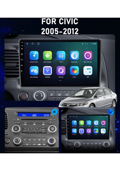 Honda Civic Fd6 Android Multimedya 10 Inc Hd IPS Ekran 2GB/32GB Kamera Hediyeli fiyatları