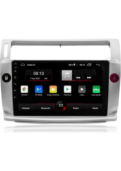 Citroen C4 Android Multimedya Sistemi 9 İnç HD IPS Ekran 2GB RAM 32GB Depolama