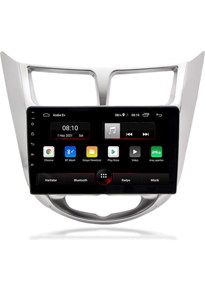 Hyundai Accent Blue 9 inç HD IPS Ekran 2GB RAM 32GB Android 10.1 Araç Multimedya ve Kamera
