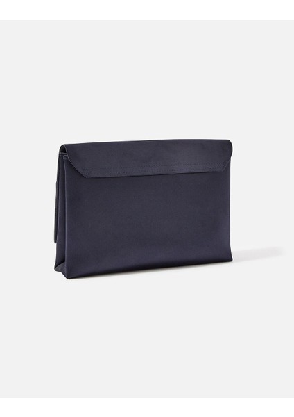 Satin Foldover Clutch Çanta Lacivert fiyatları