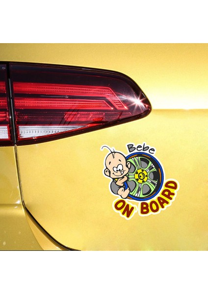 Arabada Sevimli Bebek Var Sticker Yapıştırma 2ADET 10CM Md2