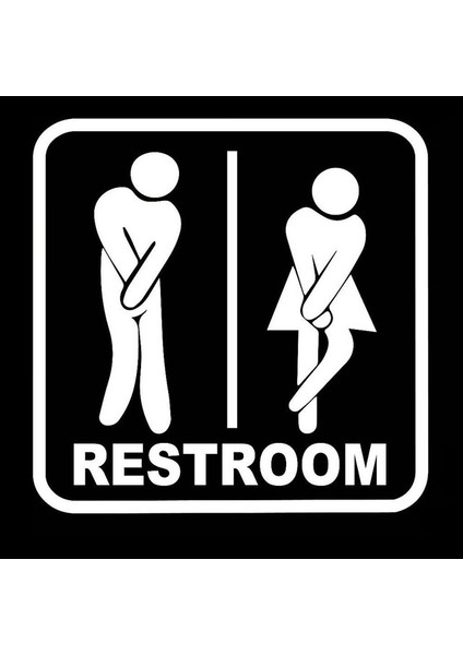Tuvalet Wc Kapısı Sticker Yapıştırması Beyaz Renk 20CM