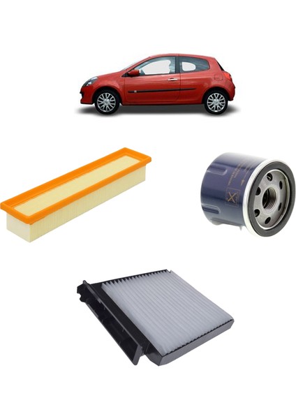 Renault Clio 3 1.2 16 Valf Filtre Yağ Bakım Seti 2005-2012 3Lü KİT1051A