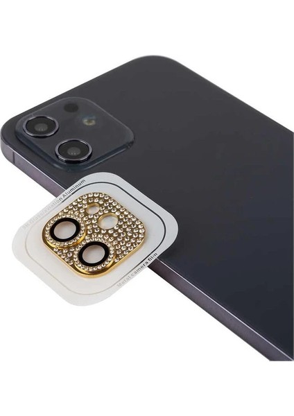 Apple iPhone 12 Kamera Lens Koruma Parlak Taşlı Şık Tasarım