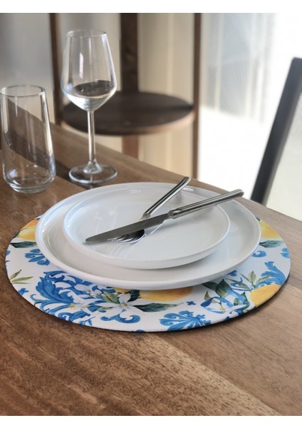 Amerikan Servis Supla Kılıfı Limon Çiçeği Desen (6 Adet) fiyatları