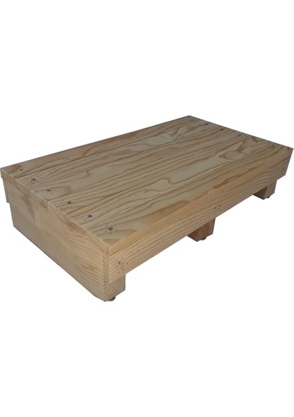 Çocuk Basamağı Üç Tabanlı Doğal Ahşap 17 cm Yükseklikte Üst Yüzeyi 30 cm x 50 cm