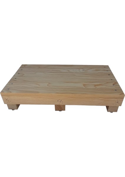 Çocuk Basamağı Üç Tabanlı Doğal Ahşap 17 cm Yükseklikte Üst Yüzeyi 30 cm x 50 cm