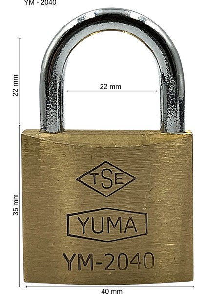 Yuma Standart Asma Kilit Pirinç Sarı 40 mm