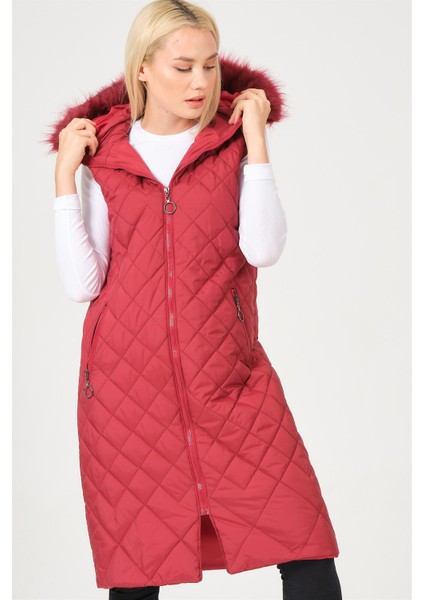 Z6718 Dewberry Bayan Yelek-Açık Bordo