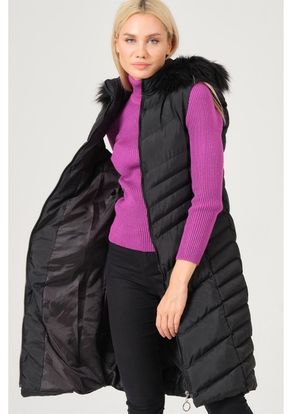 Z6725 Dewberry Bayan Yelek-Açık Siyah