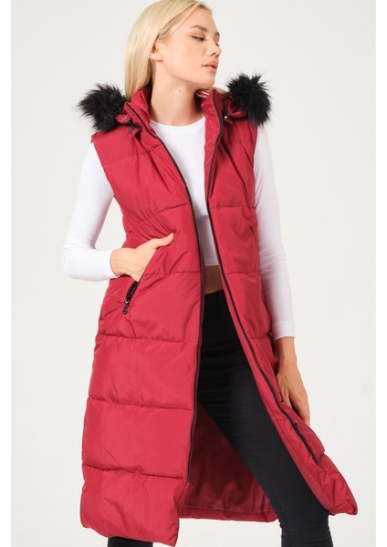 Z6741 Dewberry Bayan Yelek-Bordo