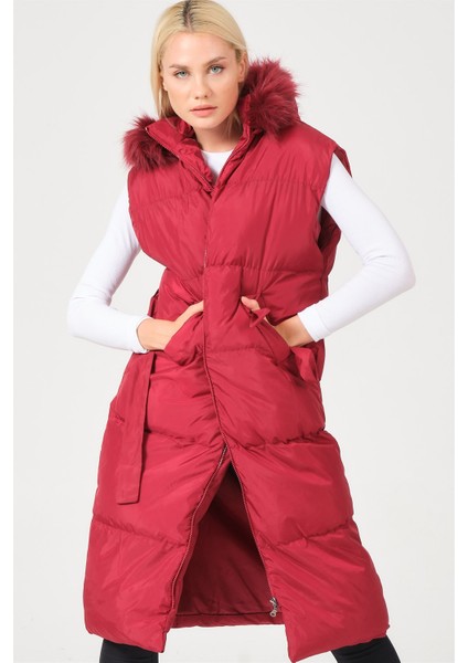 Z6744 Dewberry Bayan Yelek-Bordo