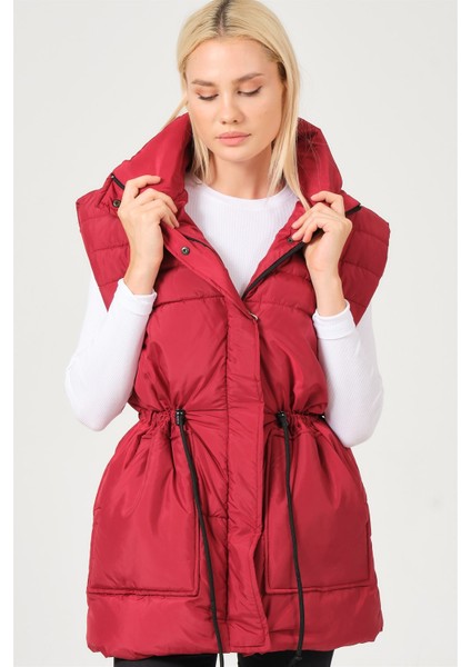 Z6747 Dewberry Bayan Yelek-Bordo