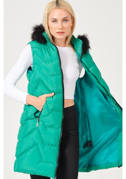 Z6761 Dewberry Bayan Yelek-Yeşil