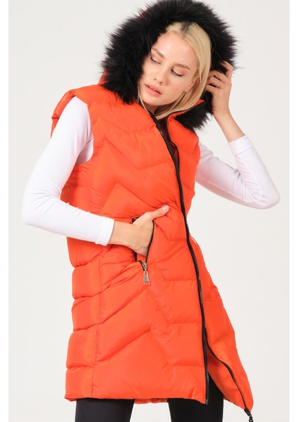 Z6761 Dewberry Bayan Yelek-Turuncu modelleri