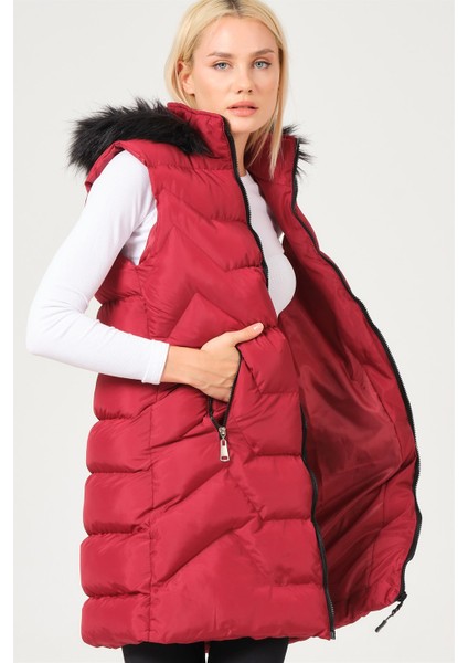 Z6761 Dewberry Bayan Yelek-Bordo