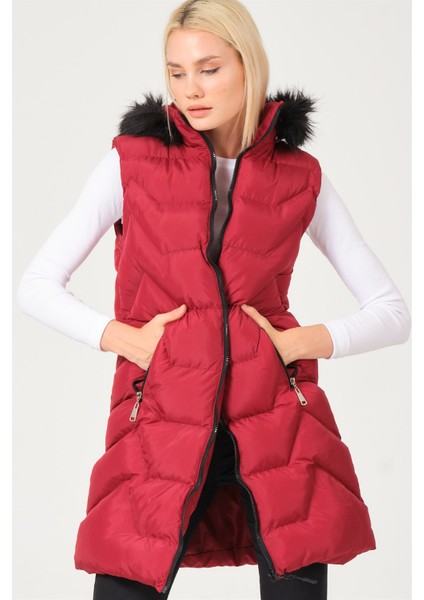 Z6761 Dewberry Bayan Yelek-Bordo