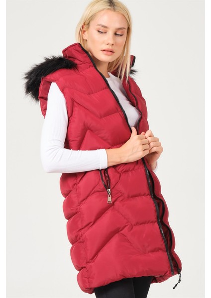 Z6761 Dewberry Bayan Yelek-Bordo