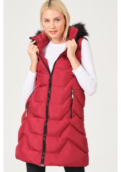 Z6761 Dewberry Bayan Yelek-Bordo