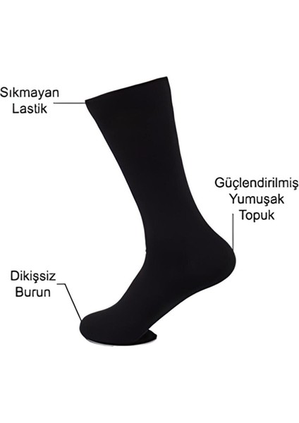 Meguca Socks Unisex Bambu Dikişsiz Soket Çorap Siyah Renk 6 Çift