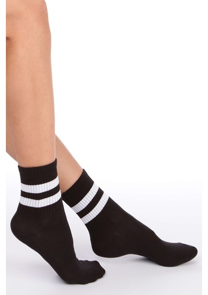 Meguca Socks Unisex Siyah Beyaz Kırmızı Spor Kolej Çorap Seti 3 Çift