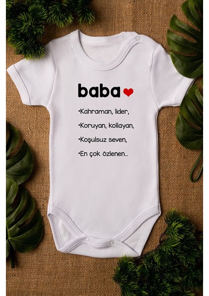 Baba Yazılı Baskılı Bebek Body Pamuklu Zıbın