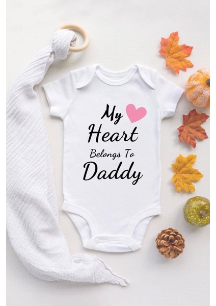 Tuğba Baby Kız Ekru Bebek Daddy Baskılı Çıtçıtlı Body Pamuklı Zıbın