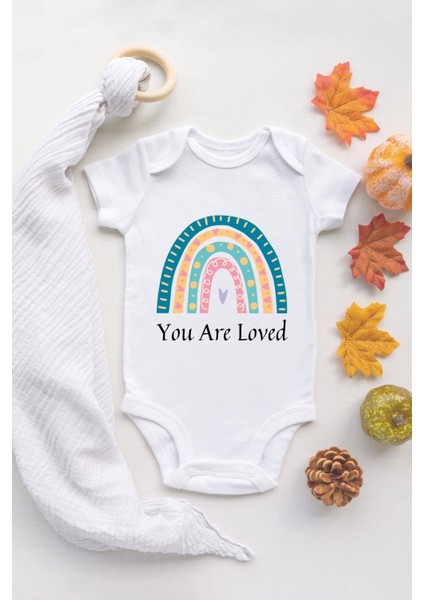 Tuğba Baby Rainbow You Are Loved Baskılı Ekru