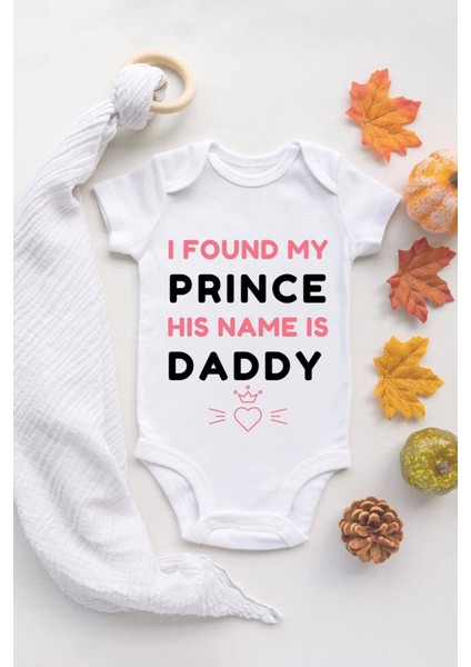 Tuğba Baby Kız Ekru Bebek Prince Daddy Baskılı Çıtçıtlı Body