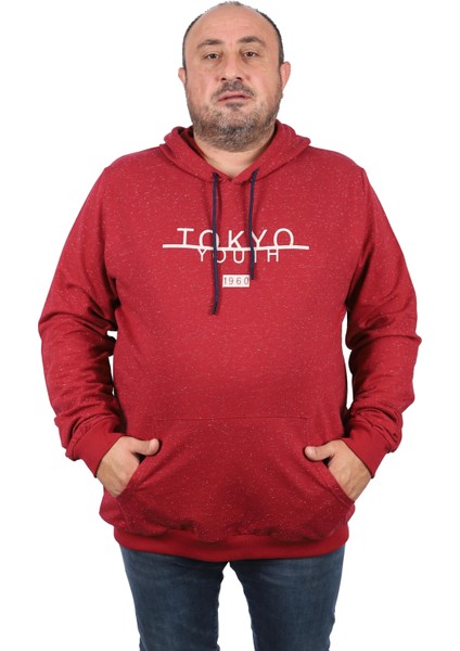 Mocgrande Büyük Beden Erkek Sweat Kapüsonlu Tokyo 22702-BORDO