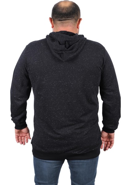 Mocgrande Büyük Beden Basic Kapüşonlu Sweat 22705-SIYAH