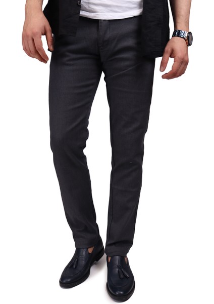 Pamuklu Antrasit Erkek Slim Fit Pantolon