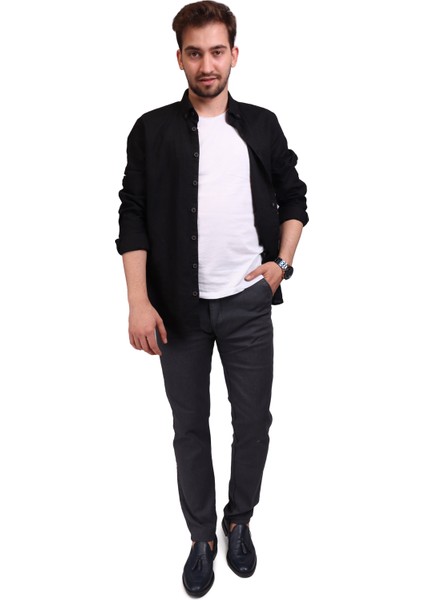 Pamuklu Antrasit Erkek Slim Fit Pantolon