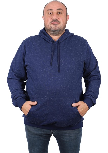Mocgrande Büyük Beden Basic Kapüşonlu Sweat 22705-LACIVERT