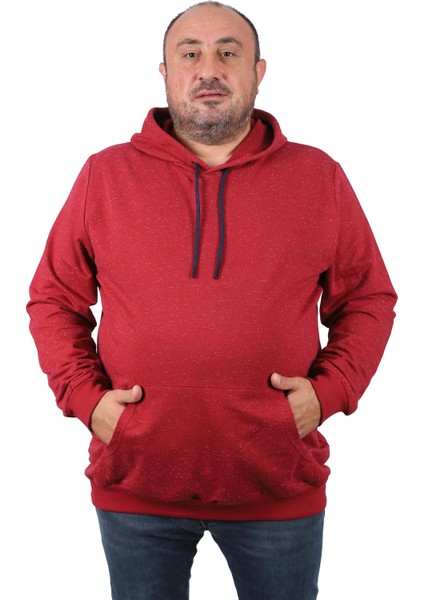 Mocgrande Büyük Beden Basic Kapüşonlu Sweat 22705-BORDO
