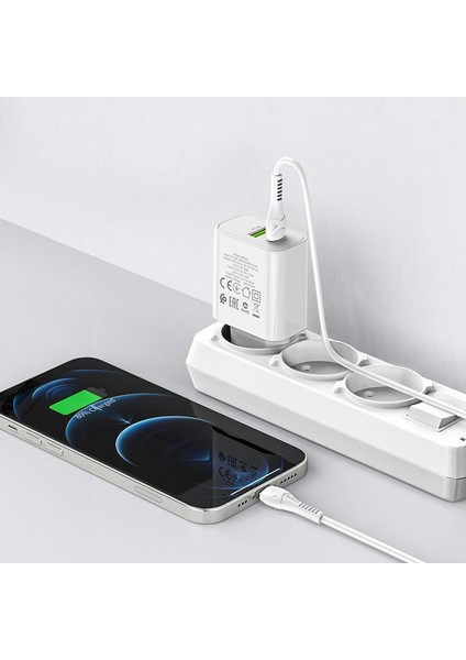 Hızlı Şarj Adaptör 20W Pd 3.0 Quick Charge Type C +Usb A