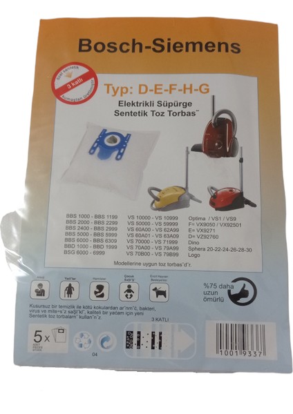 Siemens Profilo Uyumlu Bez Torbası 25 adet fiyatıdır