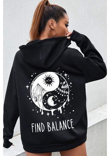 Unisex Yin & Yang Tasarım Sweatshirt