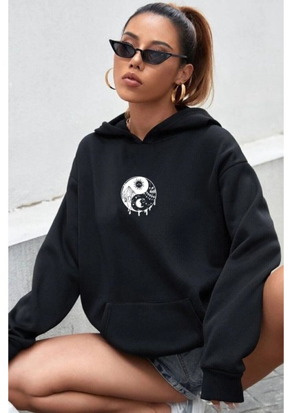 Unisex Yin & Yang Tasarım Sweatshirt