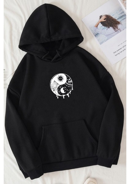 Unisex Ying-Yang Baskılı Sweatshirt