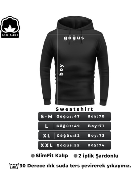 Unisex Pamuk Şardonlu Kapüşonlu Sweatshirt