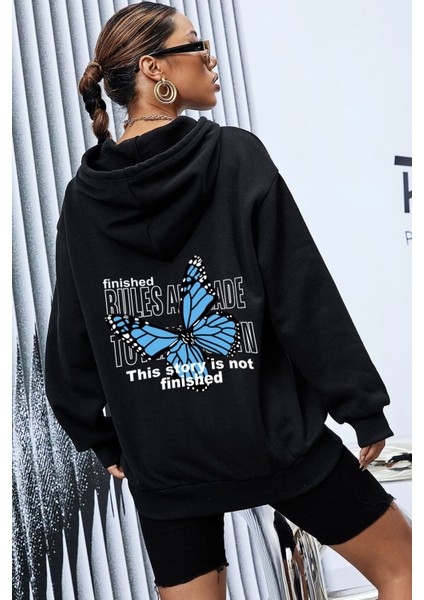 Unisex Kelebek Sırt Baskılı Sweatshirt